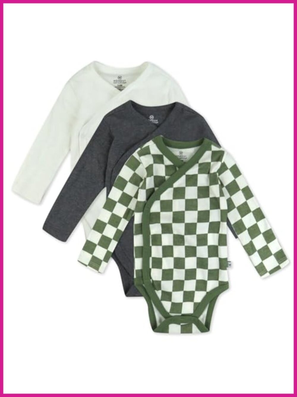 3-Pack Long Sleeve Side-Snap Kimono Bodysuits Organic Cotton Infant